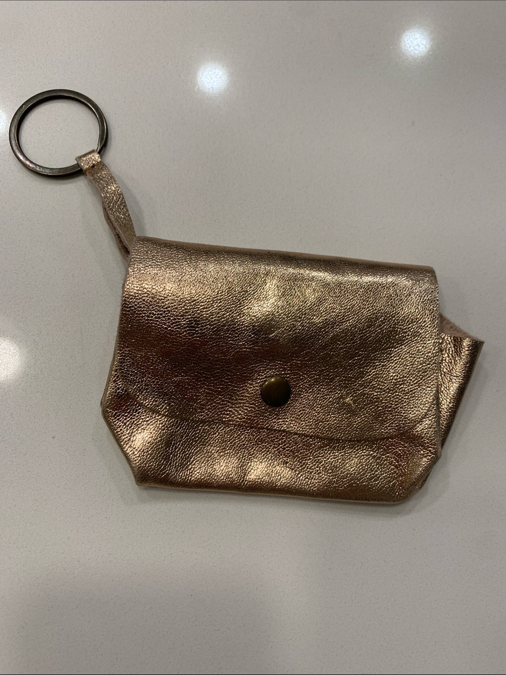 Free People Metallic Rose Gold Keyring Pouch